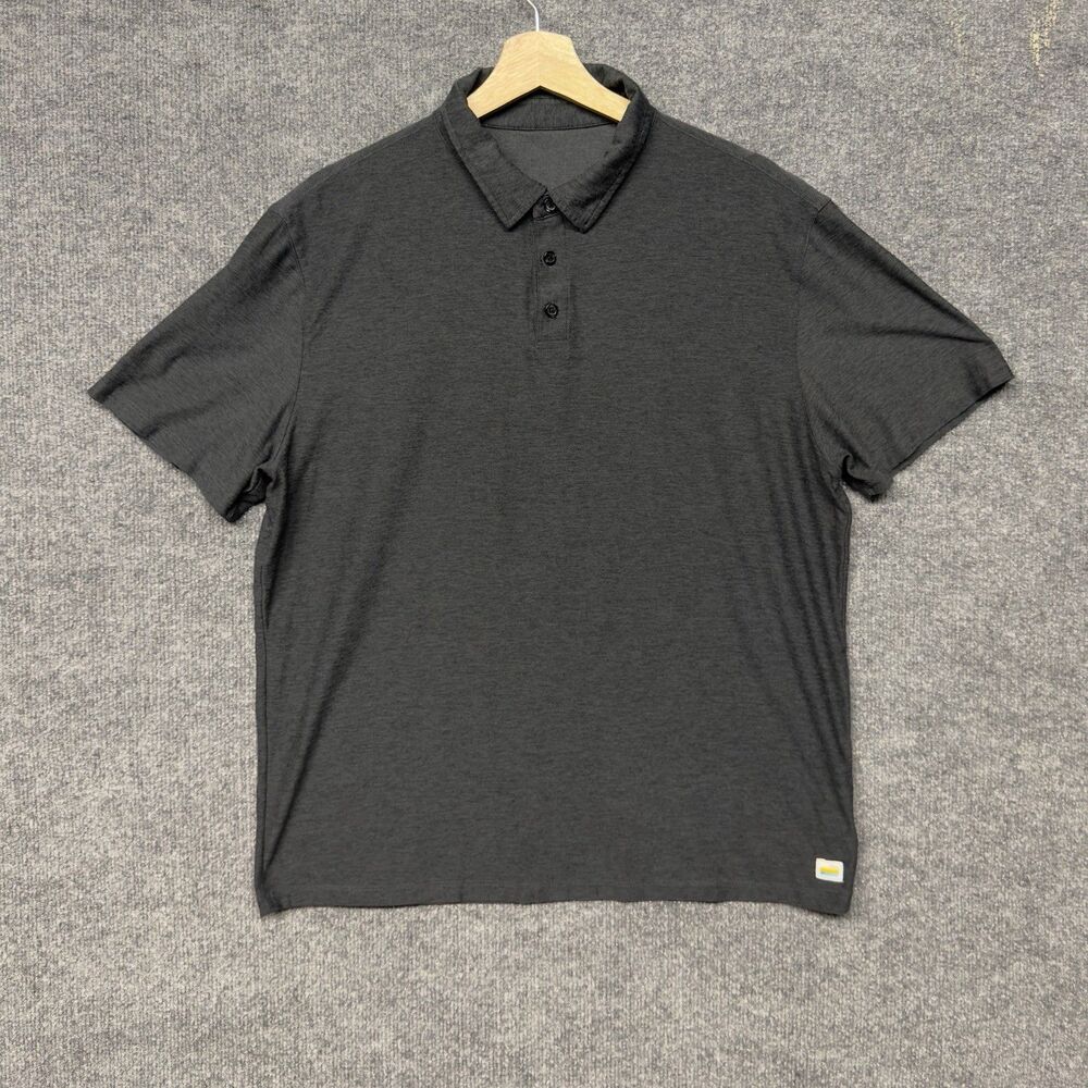 Vuori Strato Tech Polo Shirt Men Size Large Short Sleeve Performance Preppy Gray
